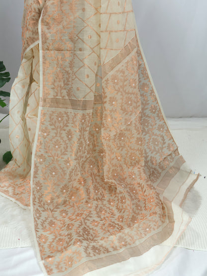 Ivory Dhakai Grace – Bengal Dhakai Silk Saree