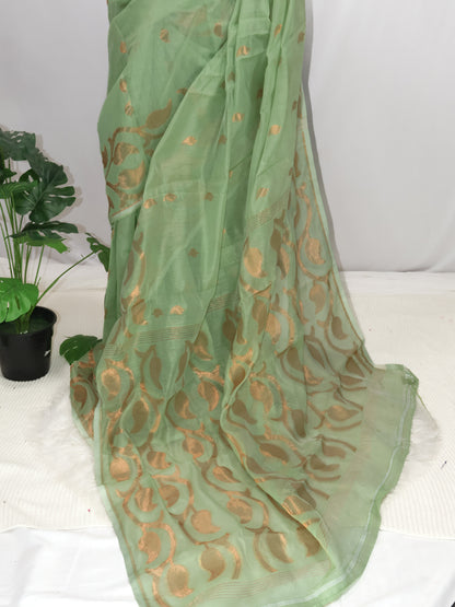 Mint Dhakai Grace – Bengal Dhakai Silk Saree