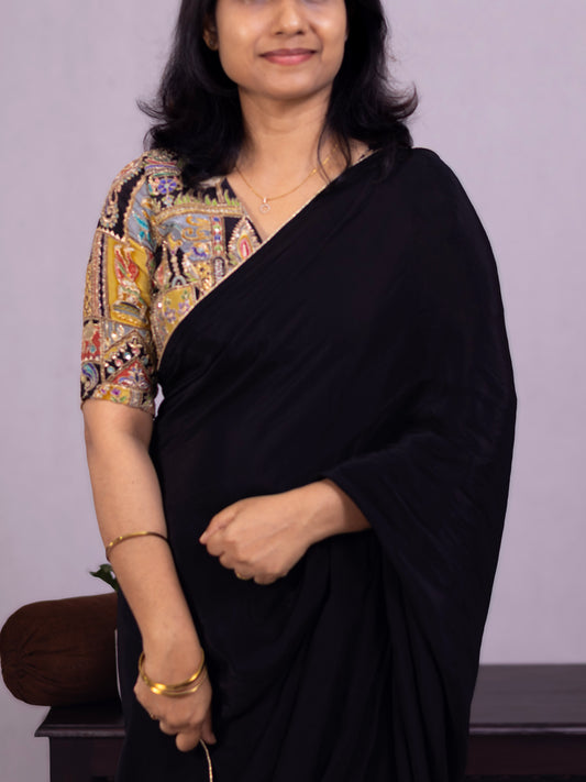 Classic whisper- Black Crepe Silk Saree