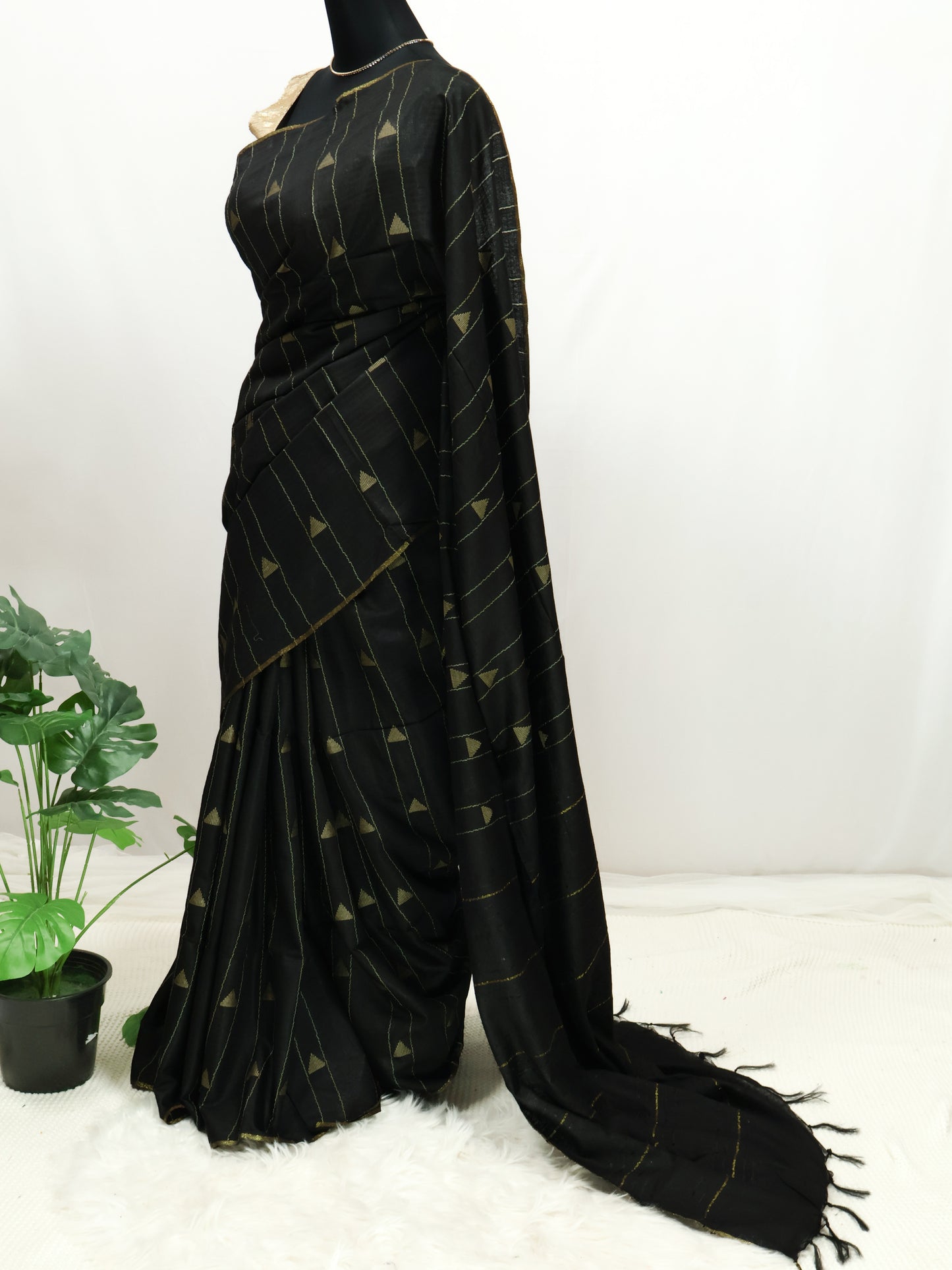 Black Bhagalpuri silk saree-S123