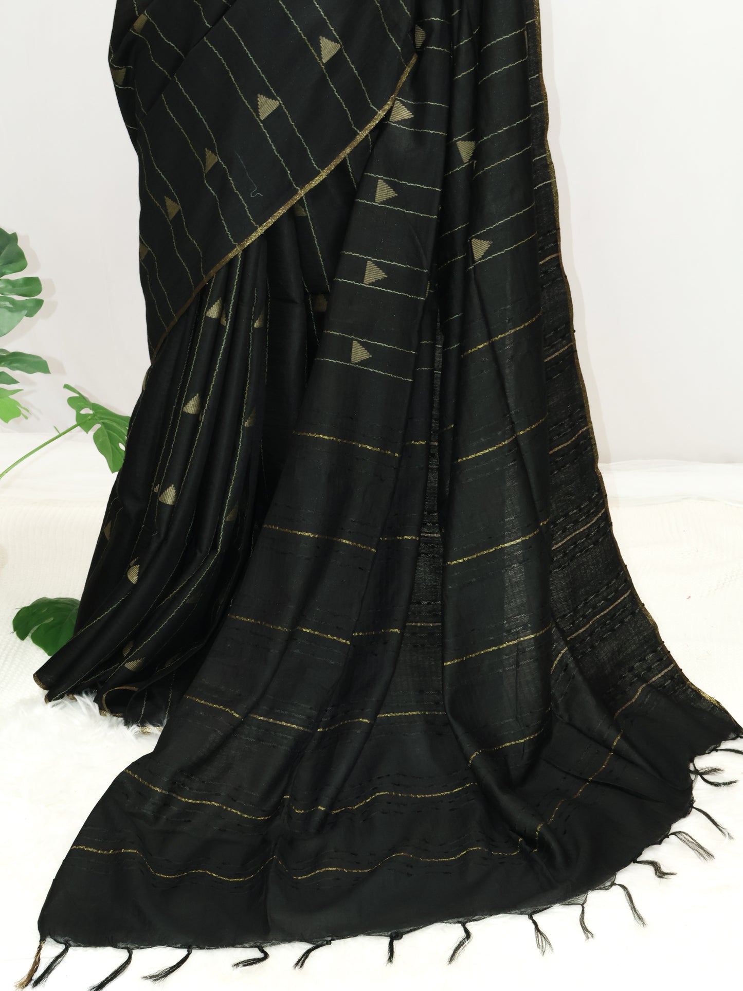 Black Bhagalpuri silk saree-S123