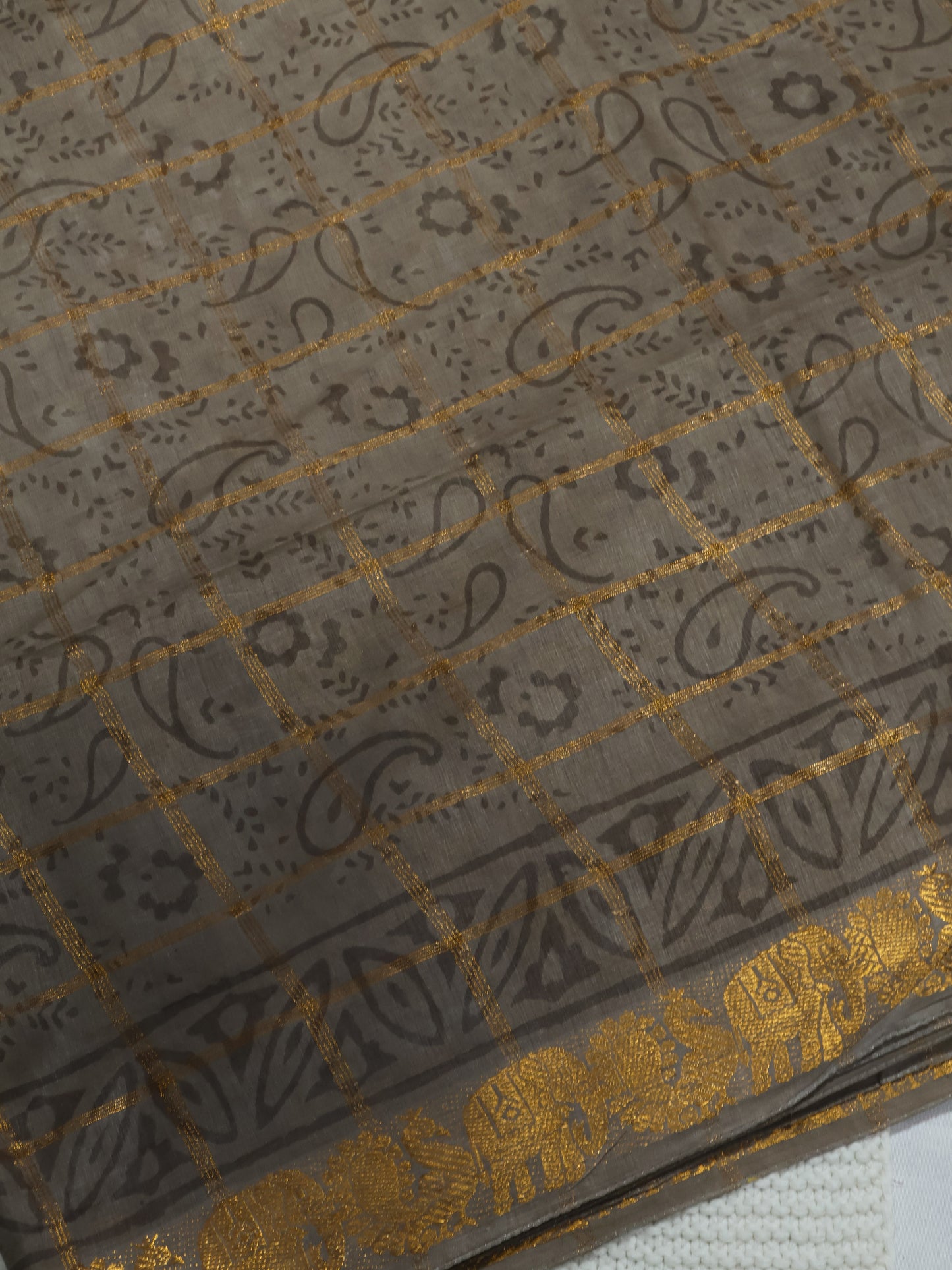 Multani block print south cotton saree-S158