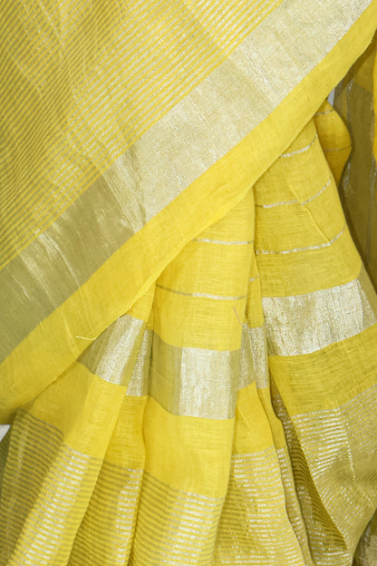 Sunlit Stripes – Premium Linen Silk Saree