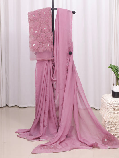Whispered Grace – Onion Pink Pure Organza Silk Saree