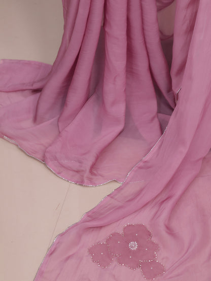 Whispered Grace – Onion Pink Pure Organza Silk Saree