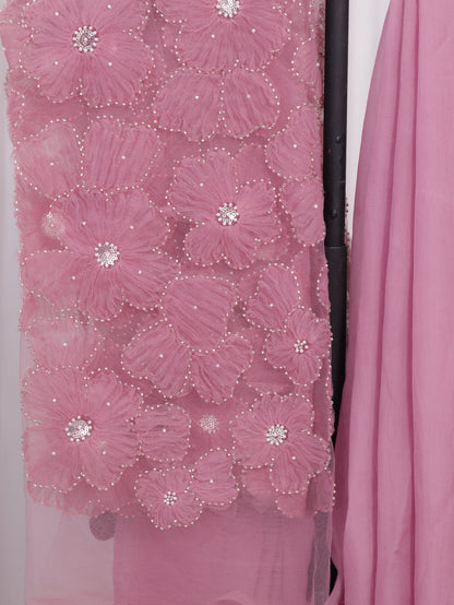 Whispered Grace – Onion Pink Pure Organza Silk Saree