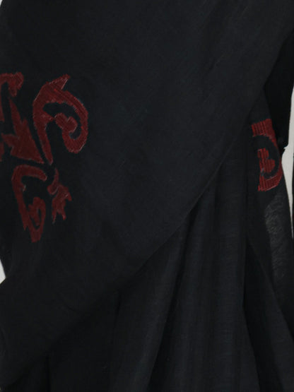 Black jamdani  Pure linen saree- S126