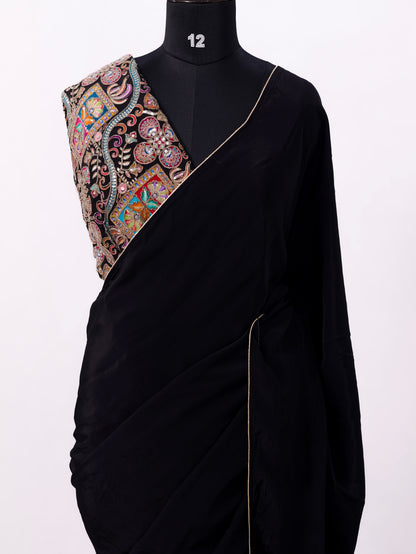 Classic whisper- Black Crepe Silk Saree