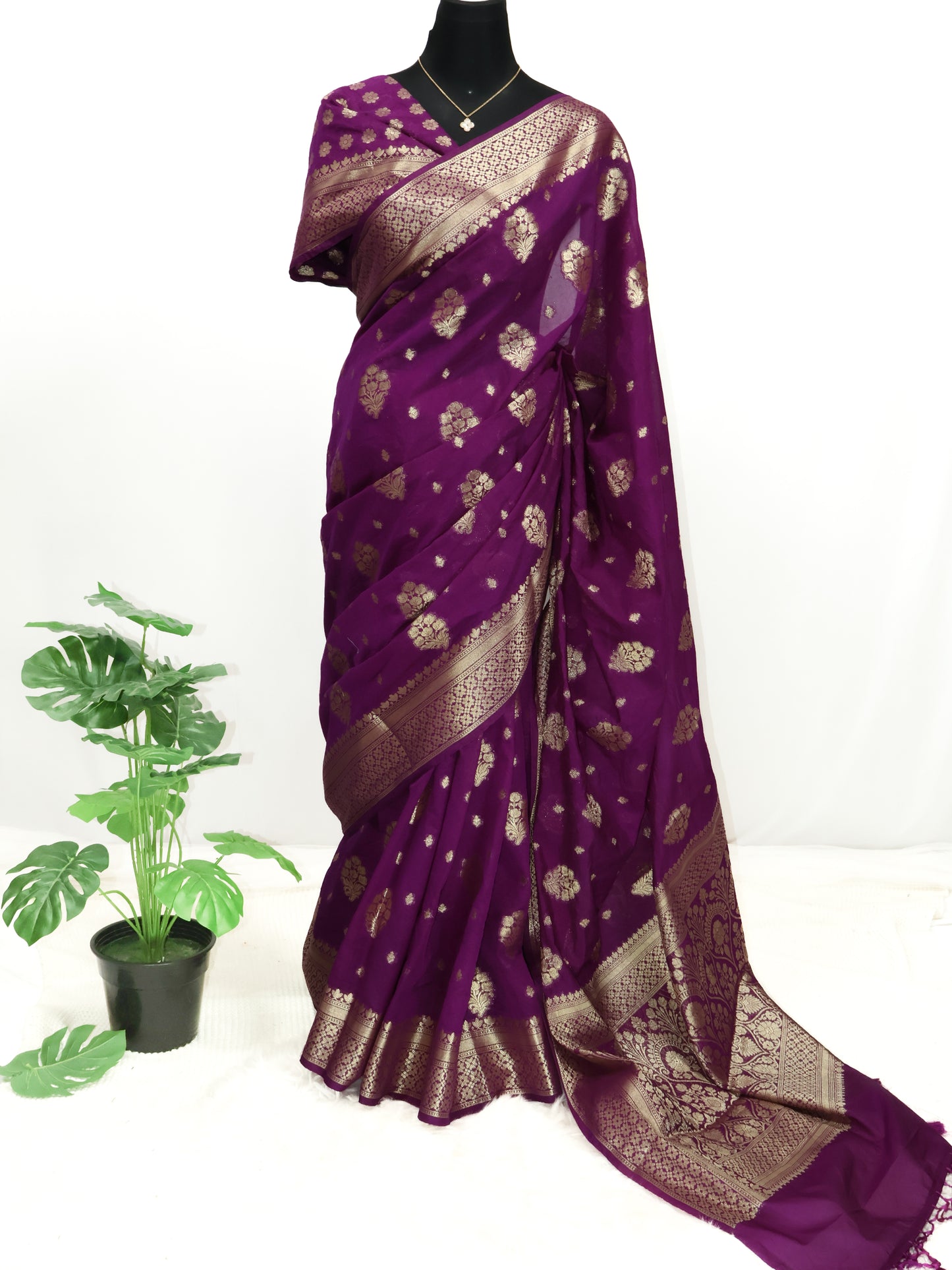 Violet Banarasi silk saree-S141