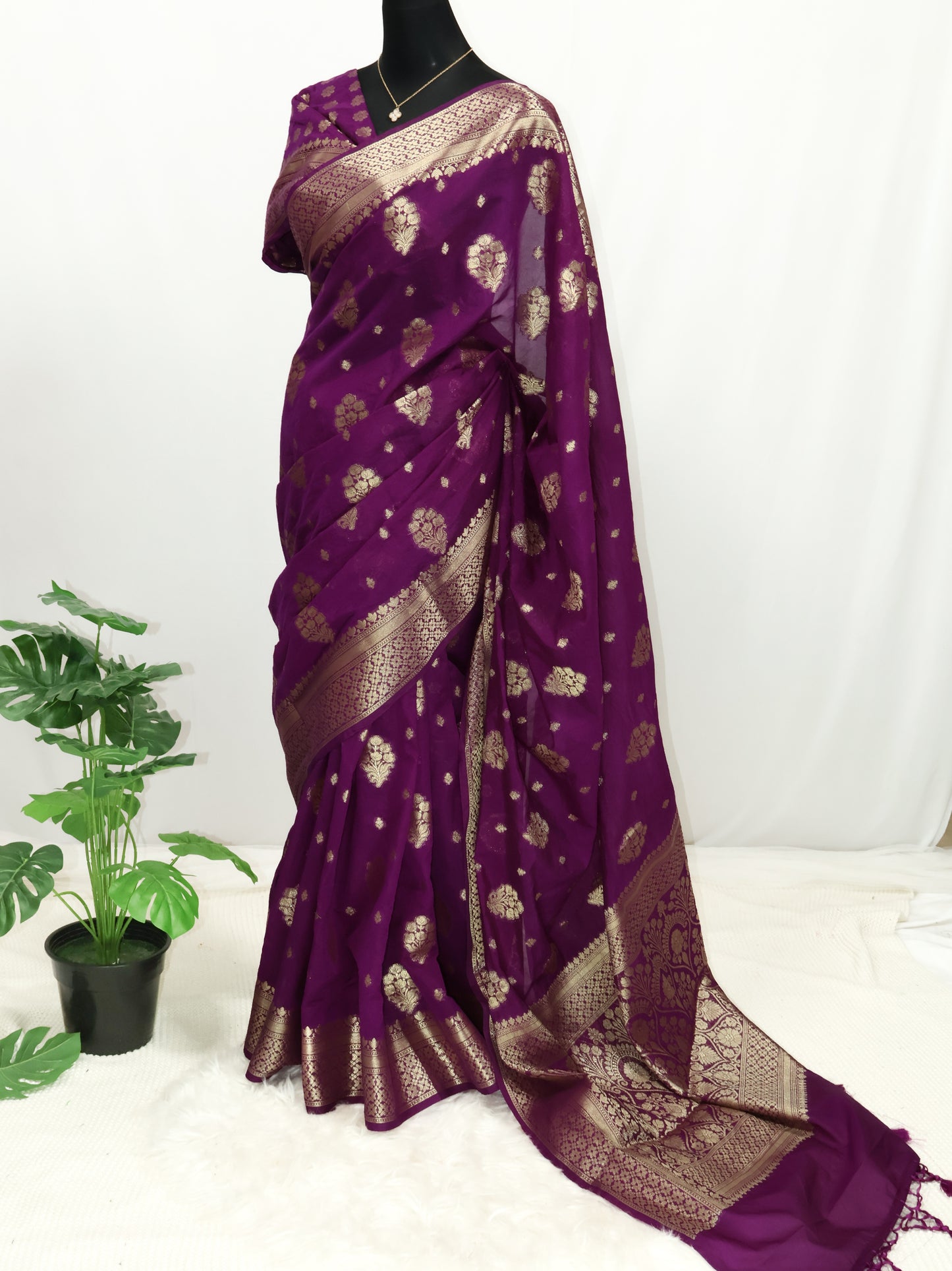 Violet Banarasi silk saree-S141