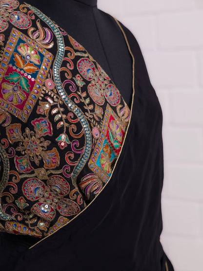 Classic whisper- Black Crepe Silk Saree