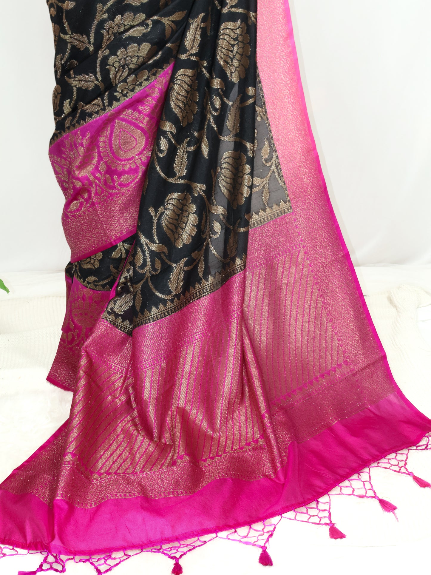 Black banarasi katan semi silk saree-S138