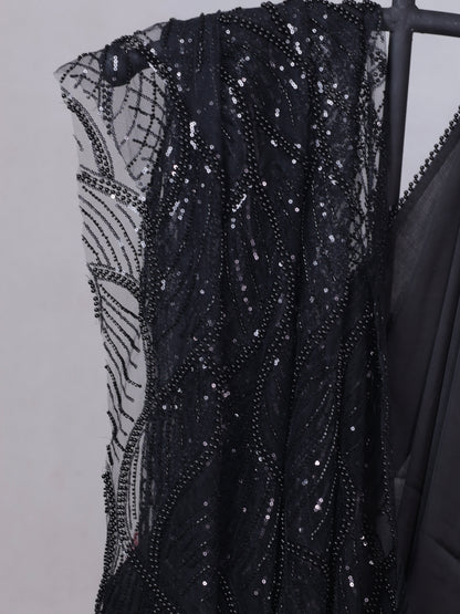 Black Midnight Edit- modal satin silk saree