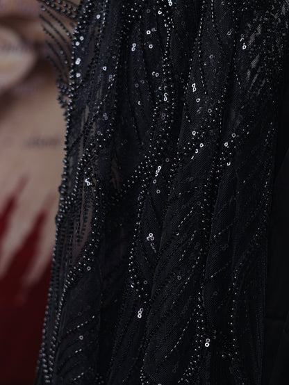 Black Midnight Edit- modal satin silk saree