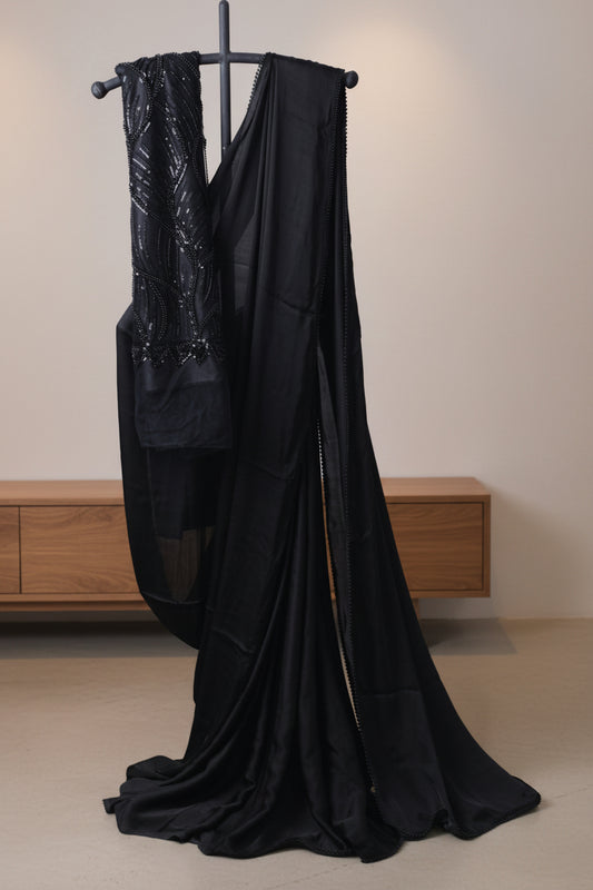 Black Midnight Edit- modal satin silk saree