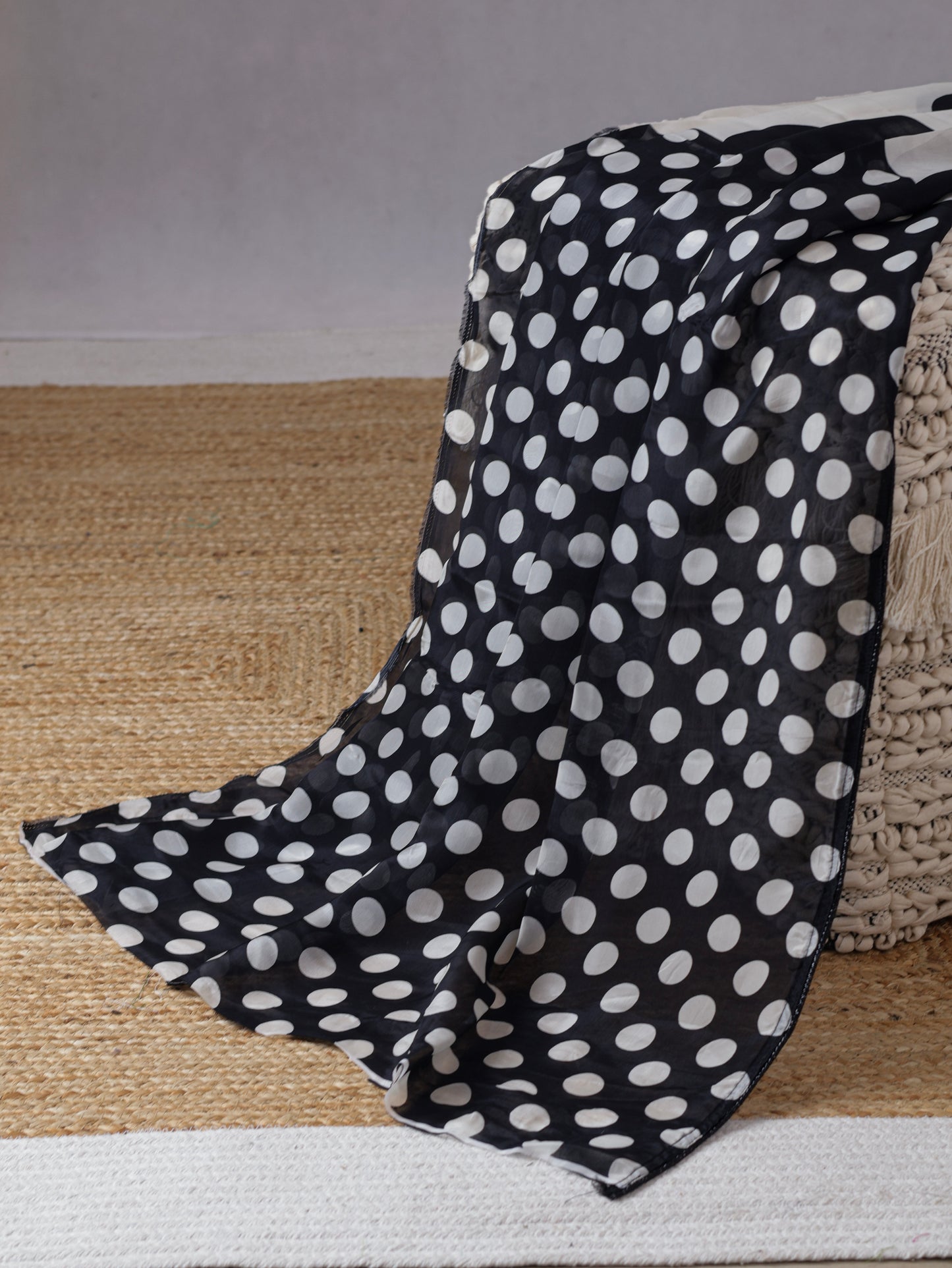Polka Whisper – Glass Organza Saree with Digital Polka Print
