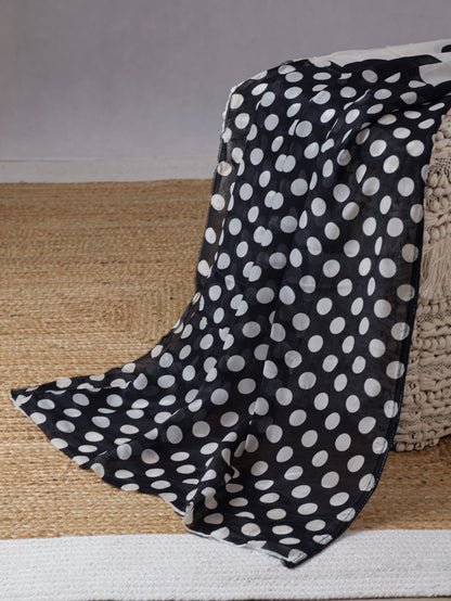 Polka Whisper – Glass Organza Saree with Digital Polka Print