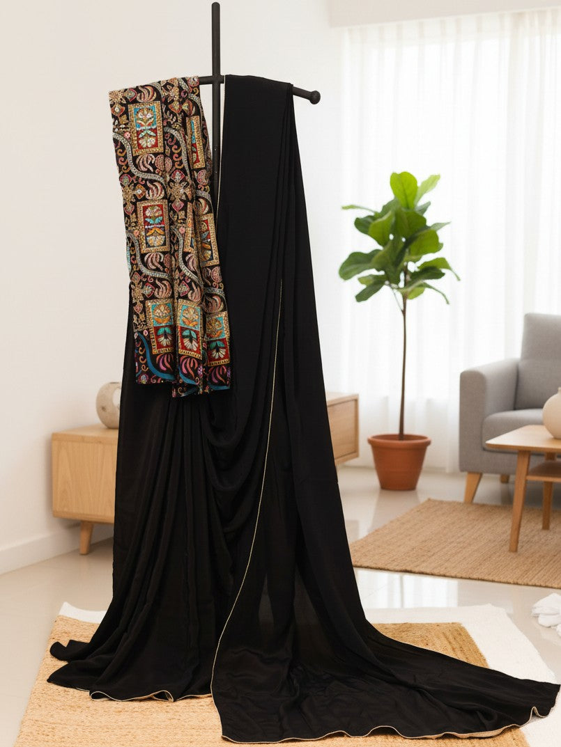 Classic whisper- Black Crepe Silk Saree
