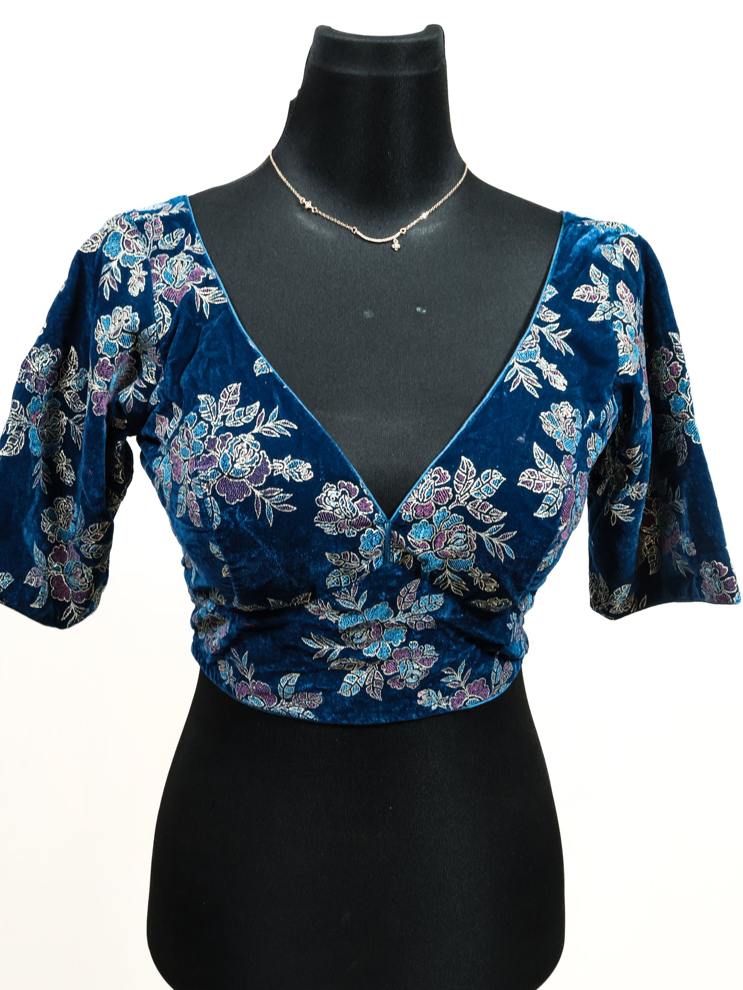 Blue Premium velvet  ready made blouse-B108