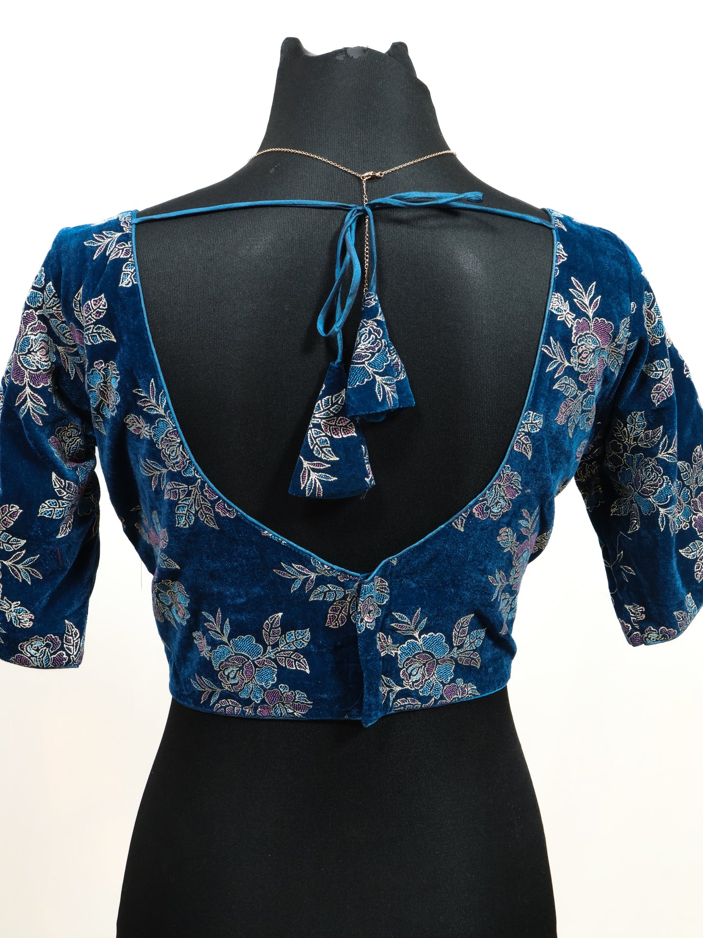 Blue Premium velvet  ready made blouse-B108