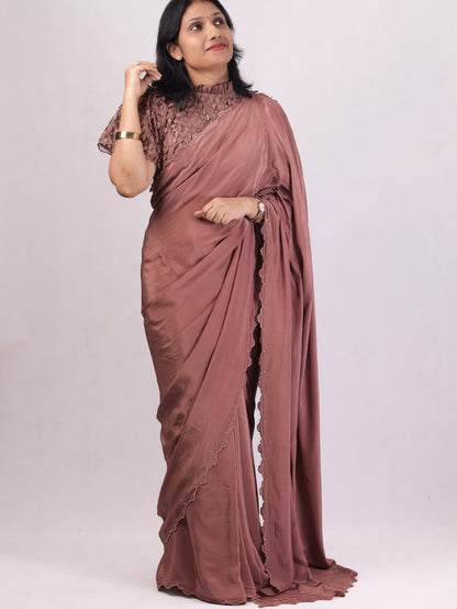 Chocolate Luxe -Premium Crepe Silk Saree with Designer Imported Blouse