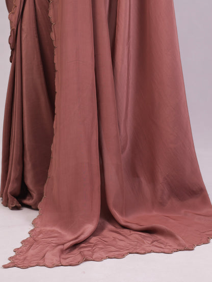 Chocolate Luxe -Premium Crepe Silk Saree with Designer Imported Blouse