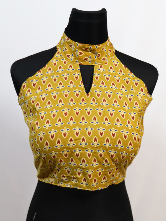 Cotton ajrakh halter neck ready made blouse-B132