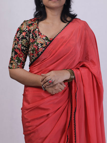 Peach Charm – Crepe silk Saree with designer blouse