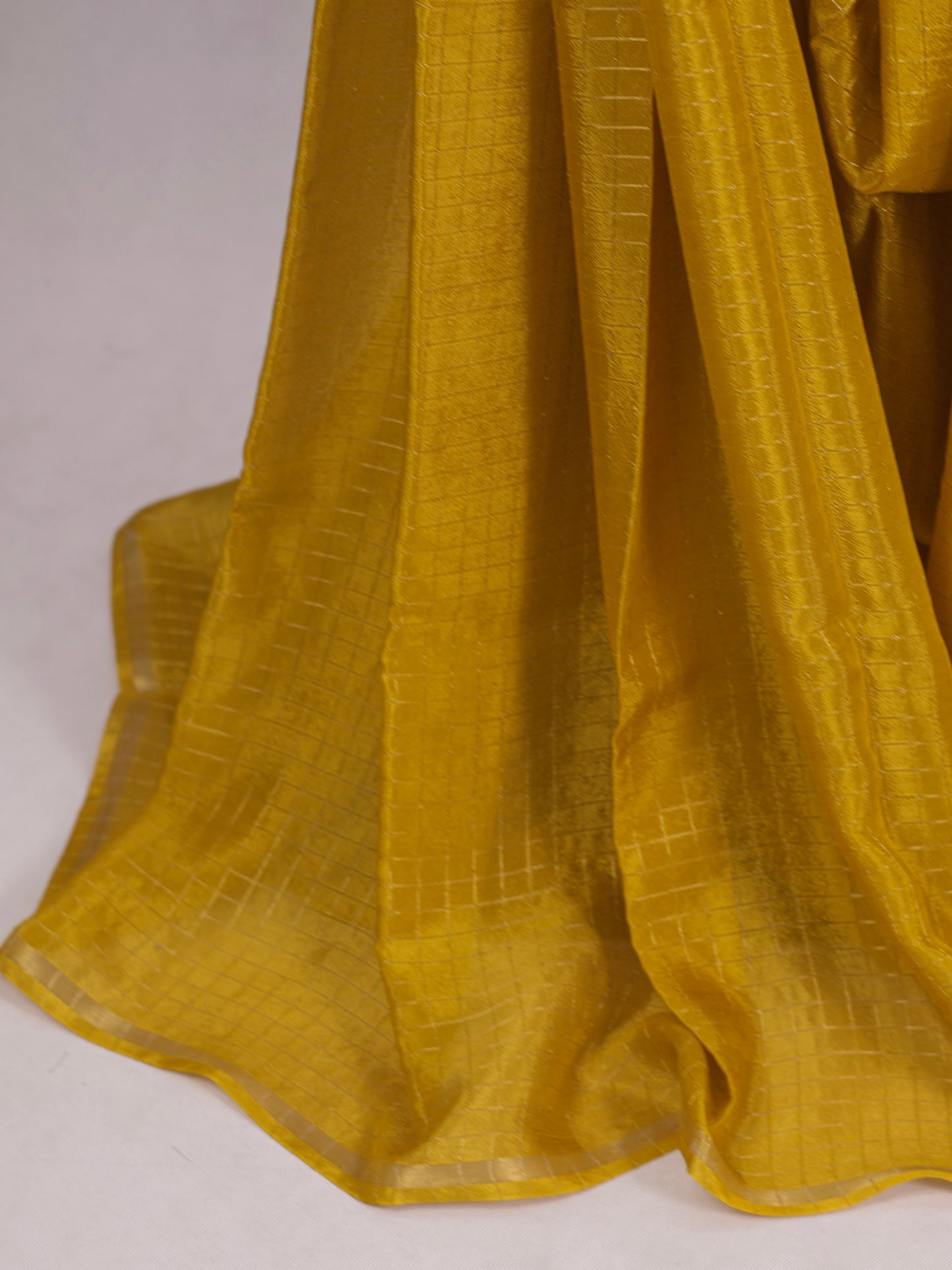 Mustard yellow Organza silk Saree with brocade blouse