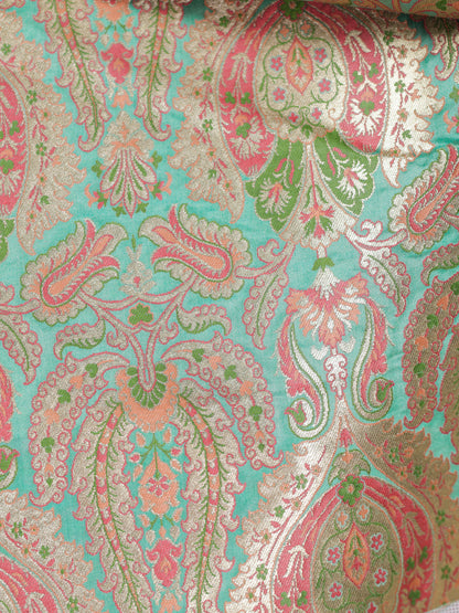 Sea green  Crepe silk Saree with brocade blouse