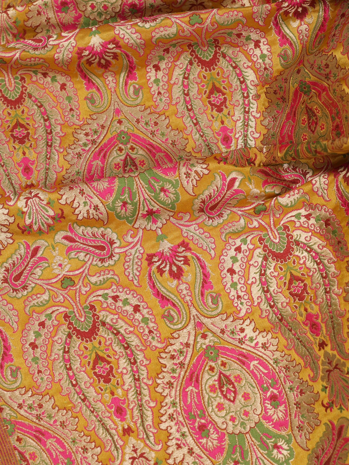 Mustard yellow Organza silk Saree with brocade blouse