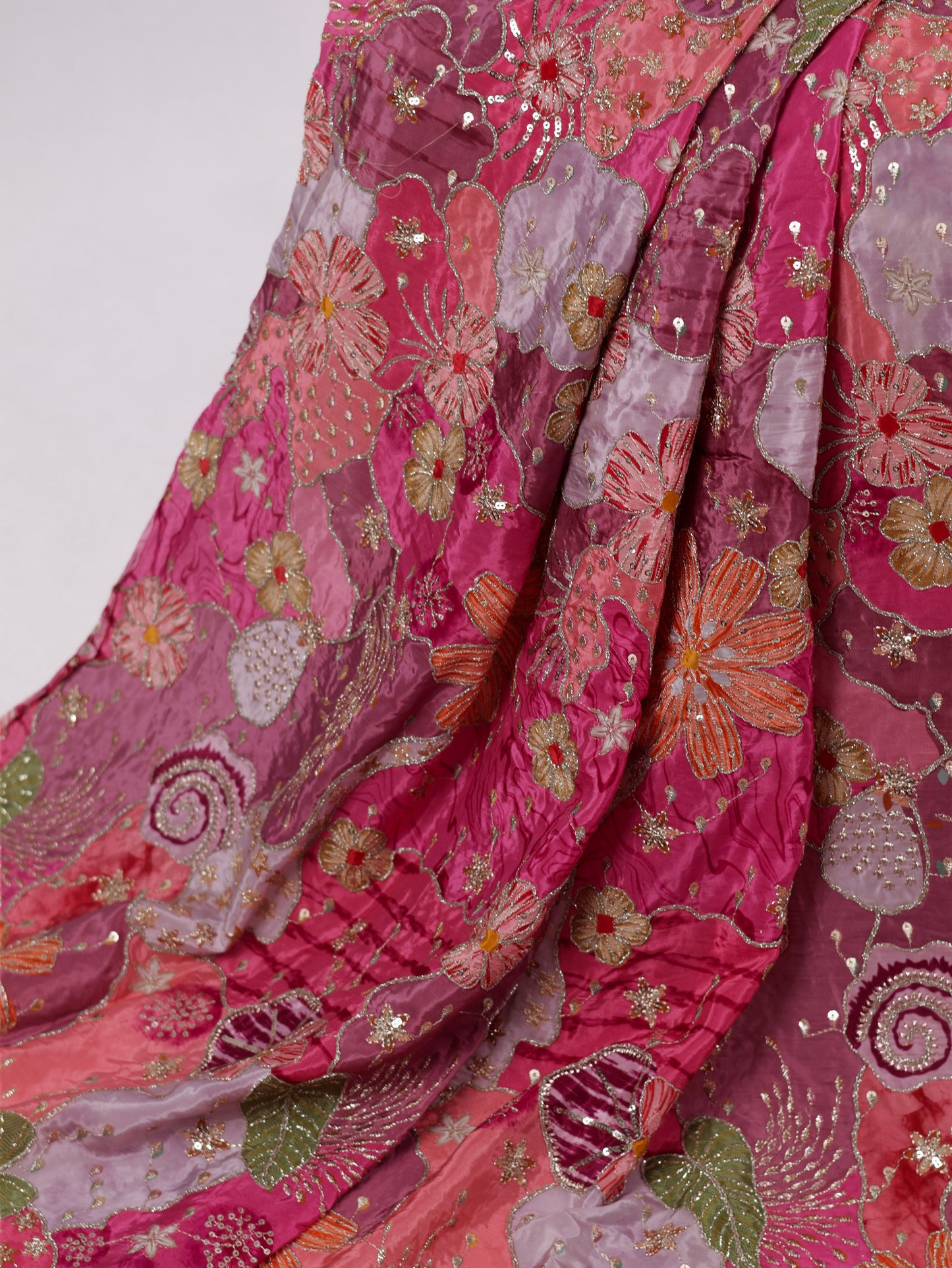 Classic whisper- Rani Pink Crepe Silk Saree