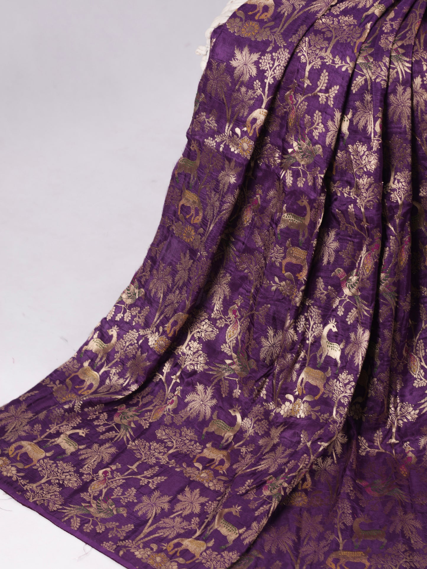 Lavender  linen tissue saree with Kalamkari design blouse