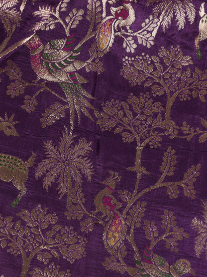 Lavender  linen tissue saree with Kalamkari design blouse