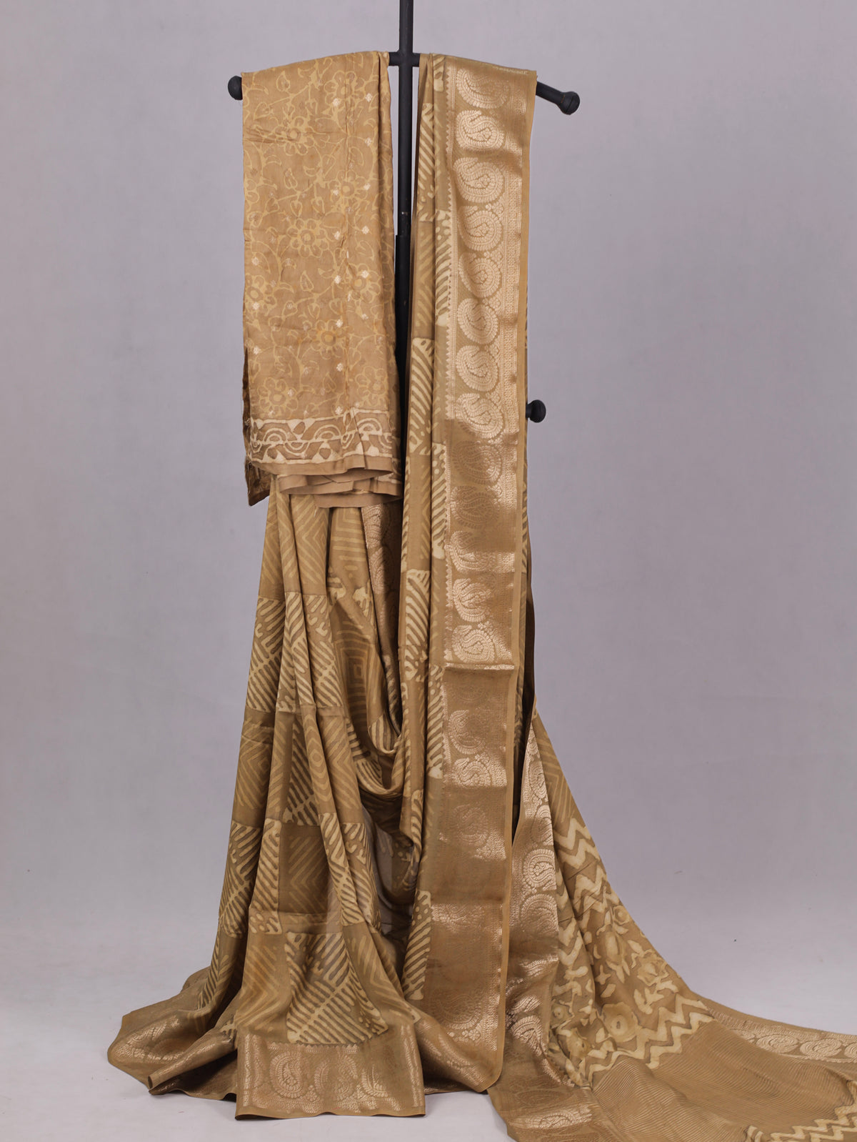 Russian silk bagru/dabu printed silk saree-S164