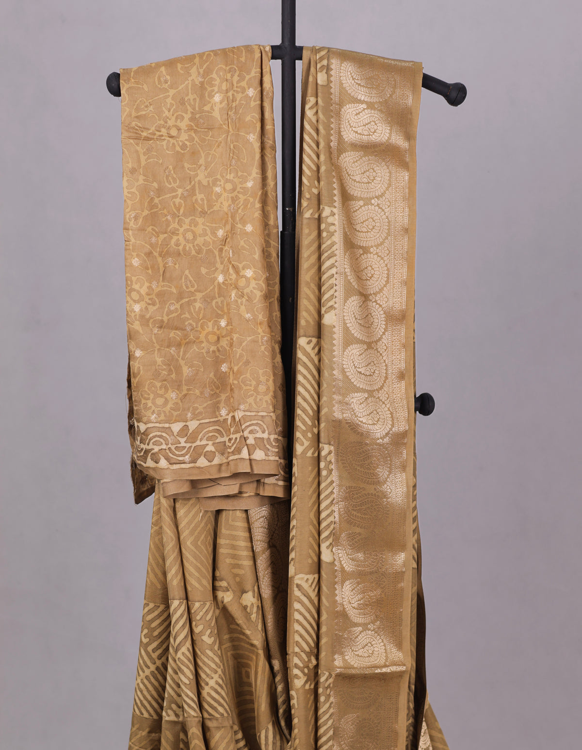 Russian silk bagru/dabu printed silk saree-S164