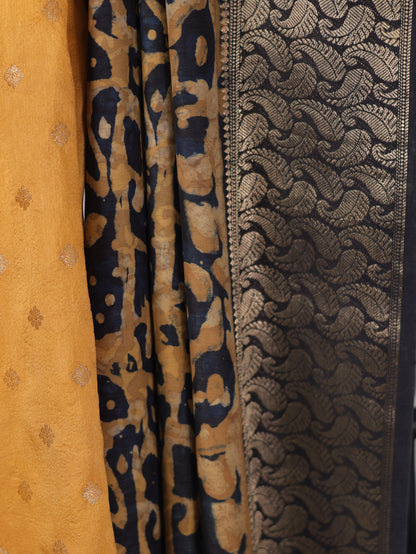 Russian silk bagru/dabu printed silk saree-S167