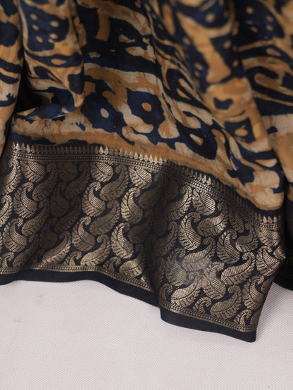 Russian silk bagru/dabu printed silk saree-S167