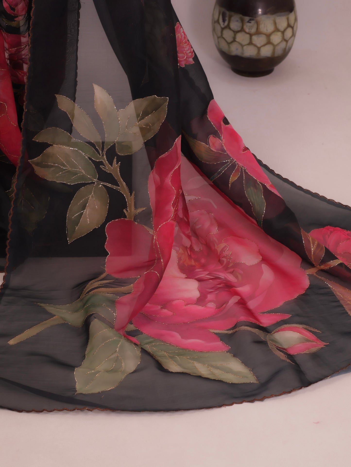 Organza silk saree Black