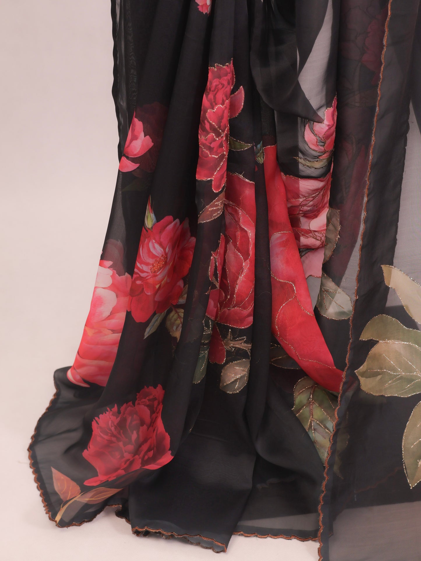 Organza silk saree Black