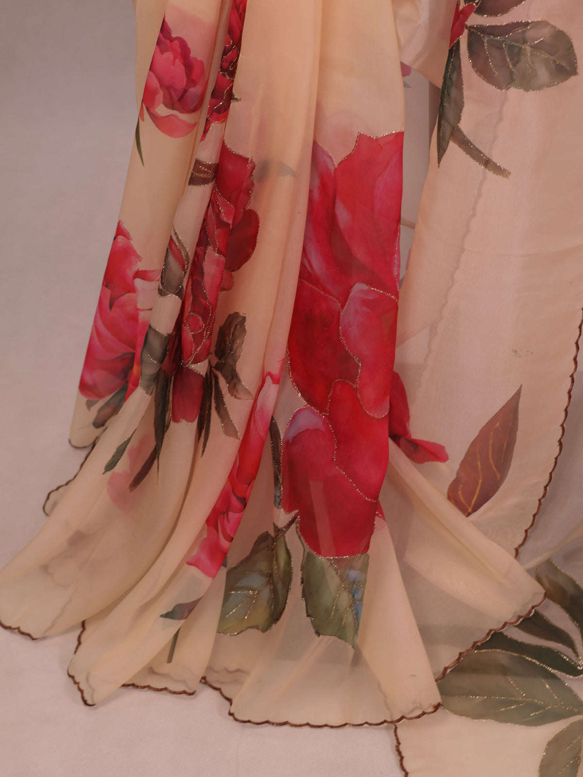 Organza silk saree pink -S236