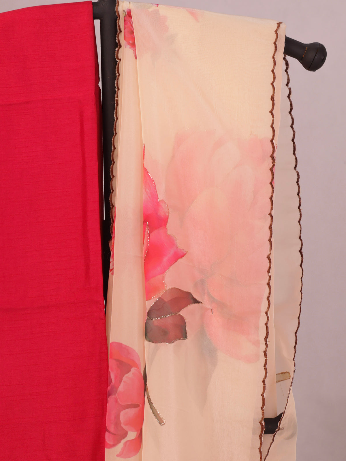 Organza silk saree pink -S236