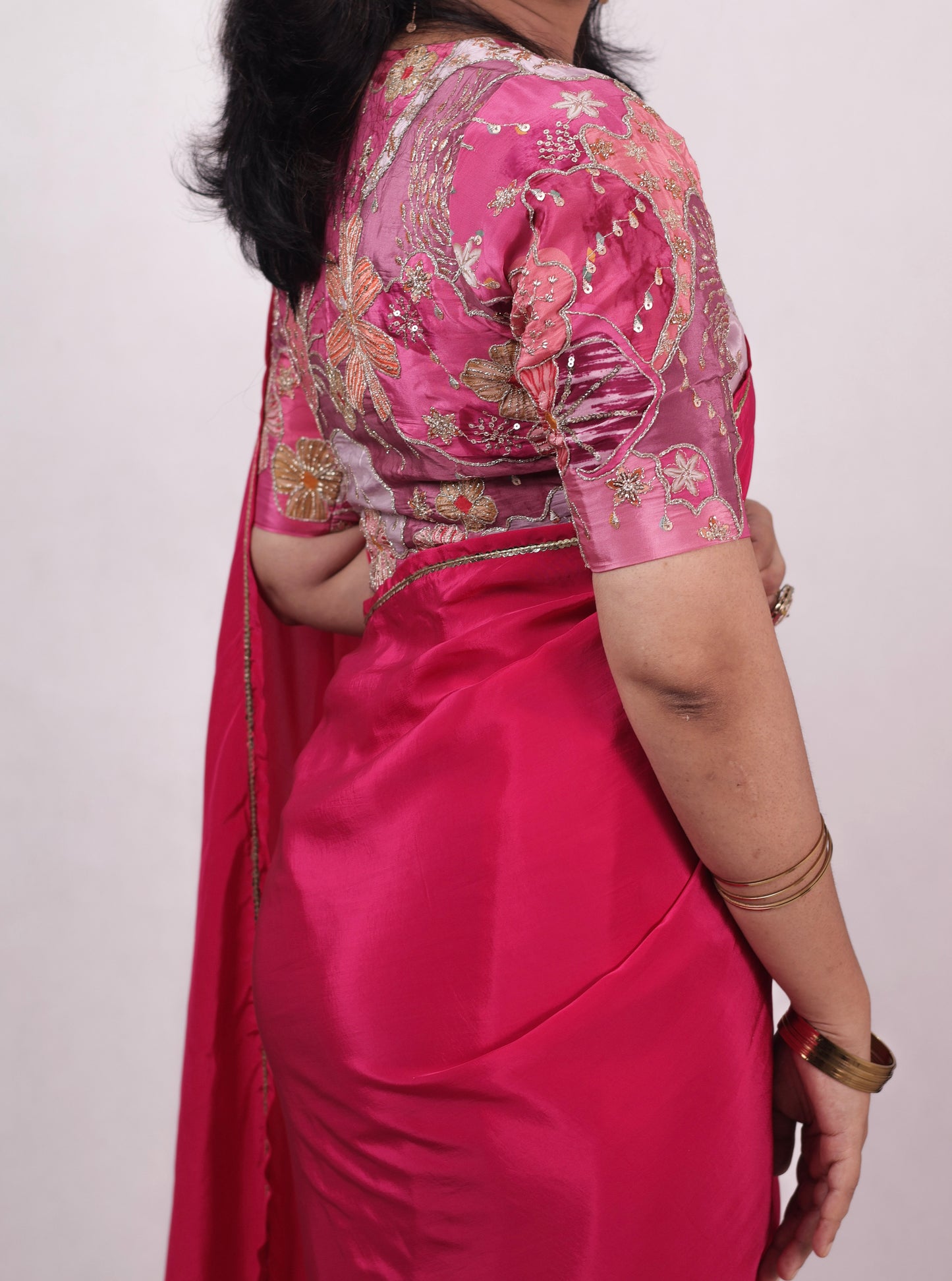 Classic whisper- Rani Pink Crepe Silk Saree