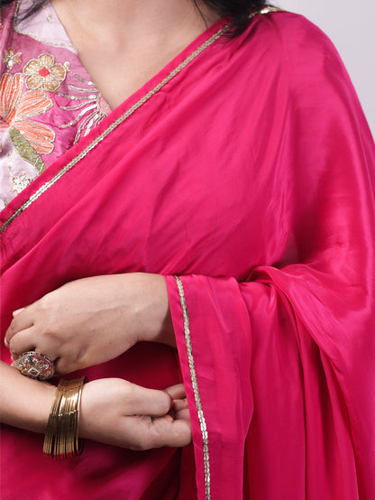 Classic whisper- Rani Pink Crepe Silk Saree
