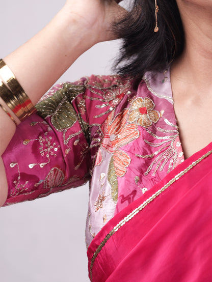 Classic whisper- Rani Pink Crepe Silk Saree