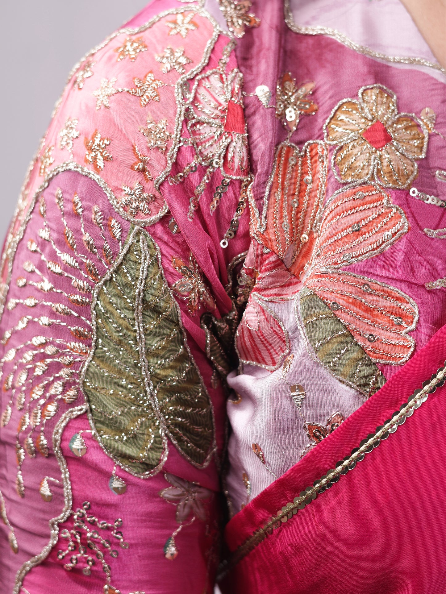 Classic whisper- Rani Pink Crepe Silk Saree