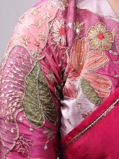 Classic whisper- Rani Pink Crepe Silk Saree