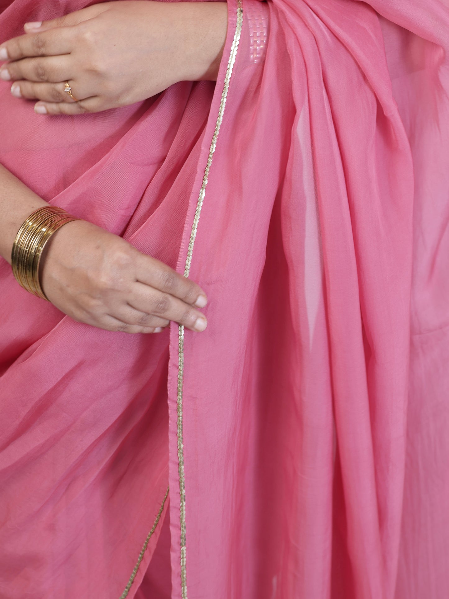 Whispered Grace – Light Pink Pure Organza Silk Saree