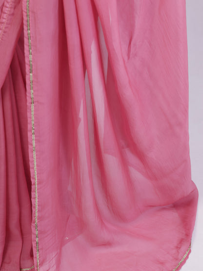 Whispered Grace – Light Pink Pure Organza Silk Saree