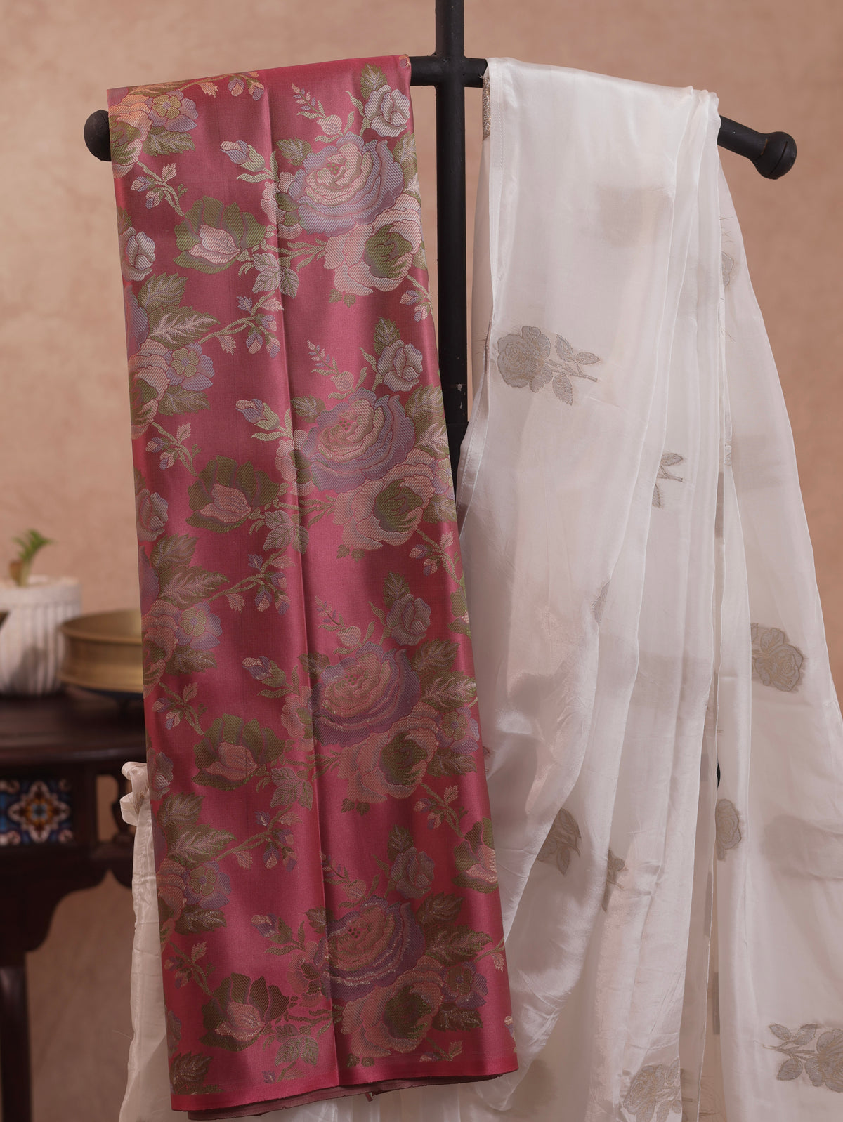 Ivory Rose - soft silk saree with brocade blouse